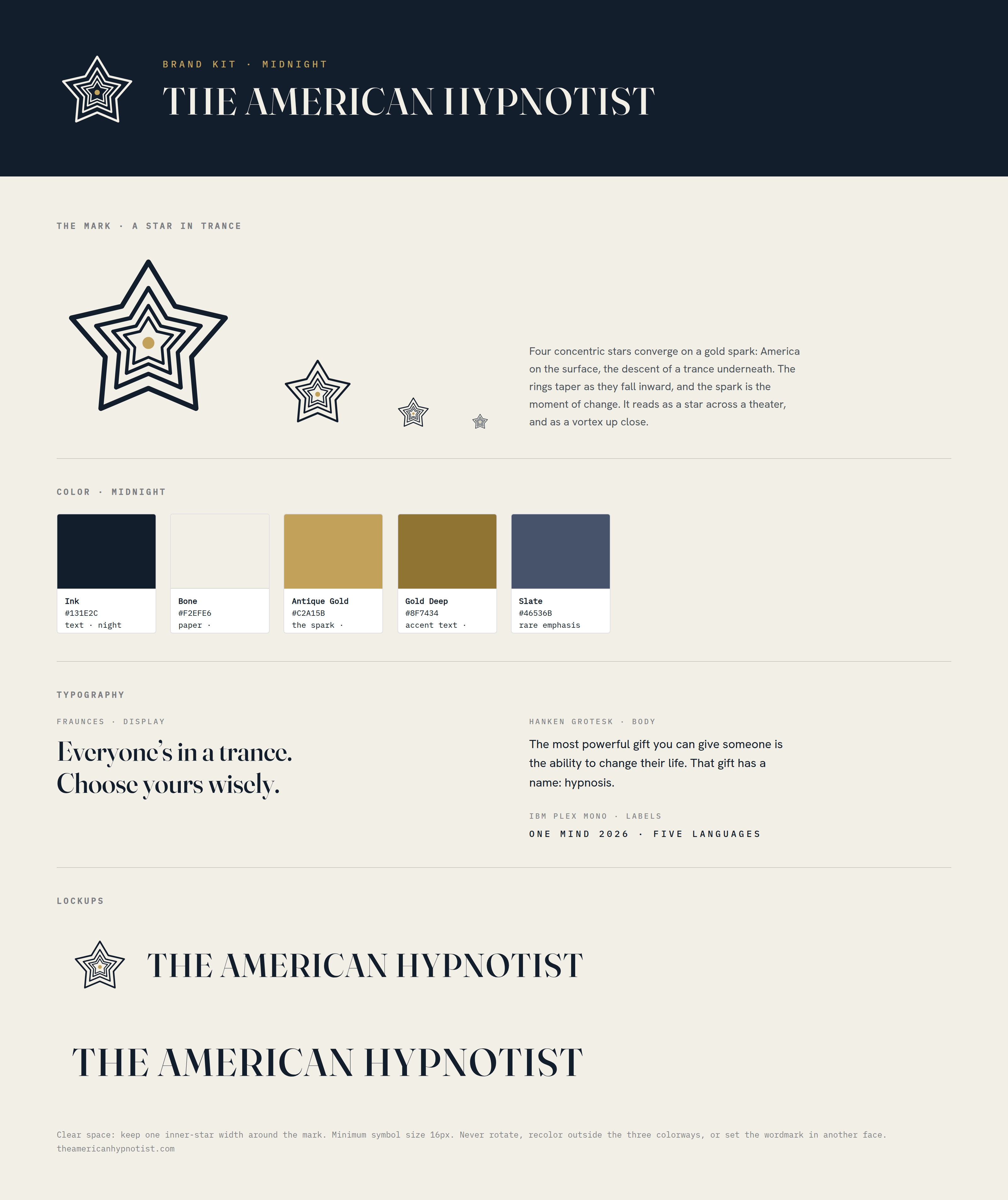 The American Hypnotist brand sheet