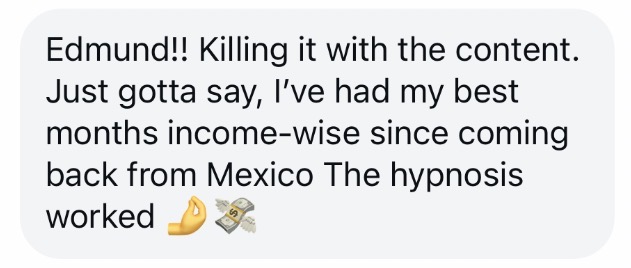 Anonymous client testimonial message